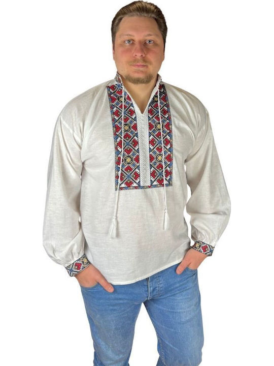 Bluza Alb/Roșu Burgund