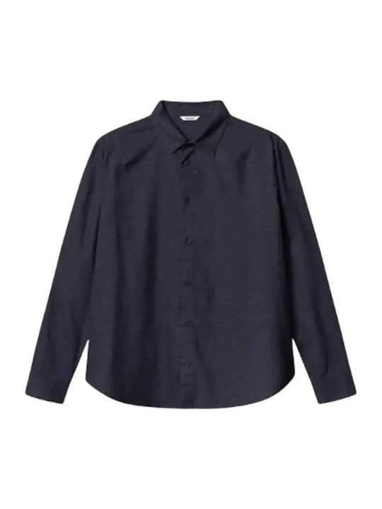 Langärmeliges Herrenhemd Blau
