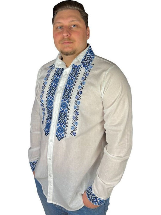 Blouse White Blue