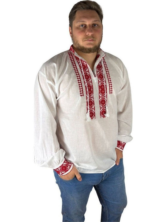 Bluza White Crystal/roșu Burgundy