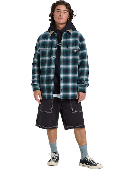 Mercury Long-sleeved Flannel Shirt in Wide Line Checked Blue