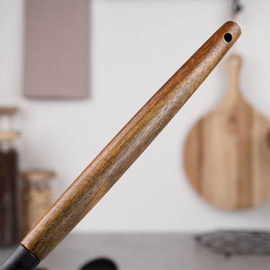 Excellent Houseware Tief Servierlöffel Suppe Hölzernes Schwarz 31.5cm