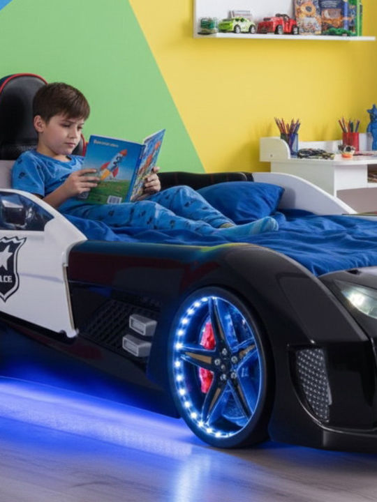 Police Racer Pat Pentru Copii Mașină Single Negru