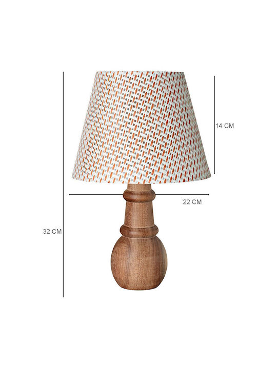SteweHome Wooden Table Lamp LED with Beige Shade and Base