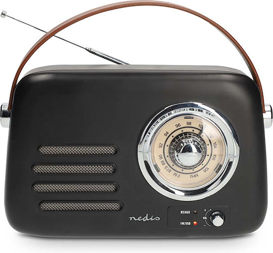 Nedis RDFM2600BK Retro Επιτραπέζιο Ραδιόφωνο Επαναφορτιζόμενο με Bluetooth και USB Μαύρο