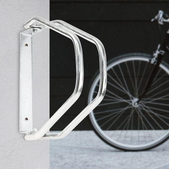 Relaxdays Fahrradhalterung Wandmontiert Metall Silber 28,5x32,5x9 cm