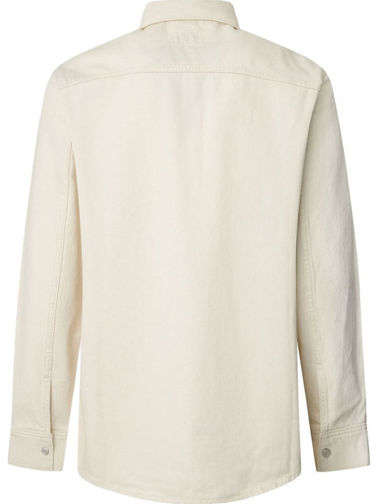 Дълъг Ръкав Деним Overshirt в Стандартна Кройка Екрю