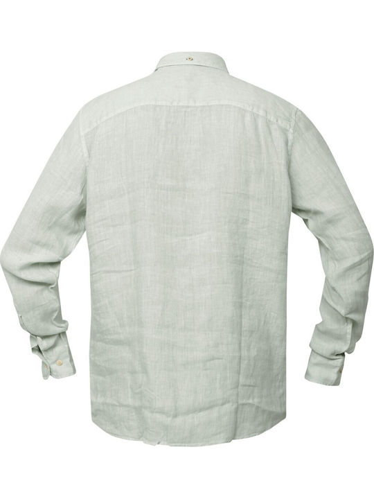Long-sleeved Linen Shirt Lt Aqua
