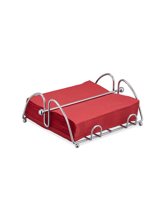 Relaxdays Metallischer Serviettenhalter Silber 8x22,5x19,5cm