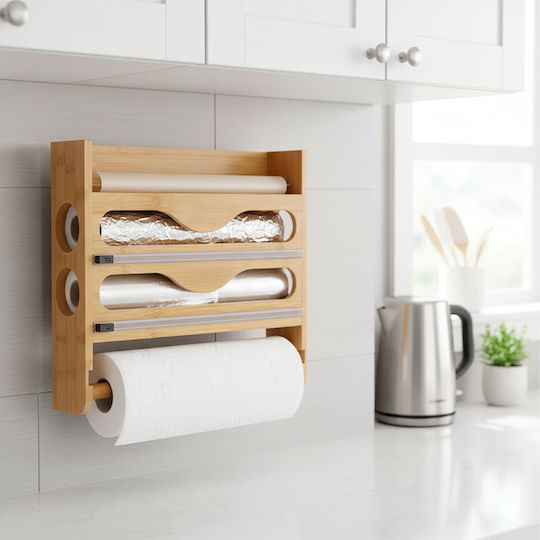 Relaxdays Wooden Beige Paper Towel Holder 27x7cm 10051753