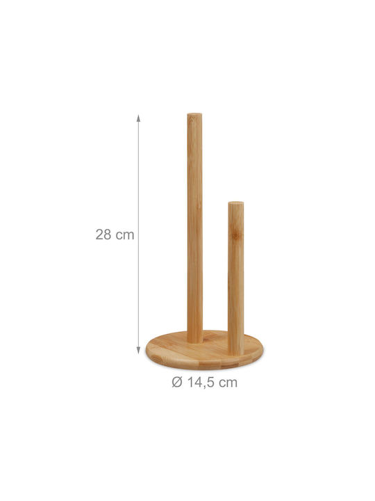 Relaxdays Suport Pentru Prosoape De Hârtie Din Lemn Bej 28x14.5cm 10045693