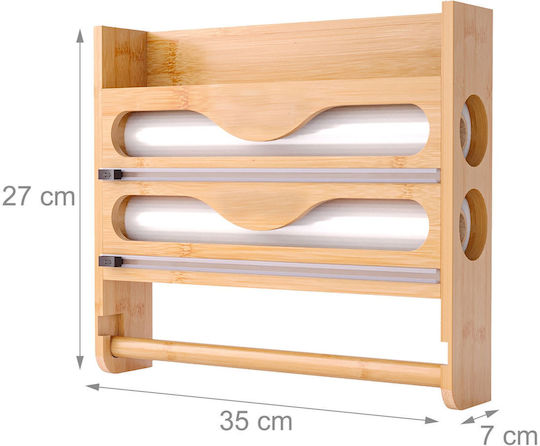 Relaxdays Wooden Beige Paper Towel Holder 27x7cm 10051753