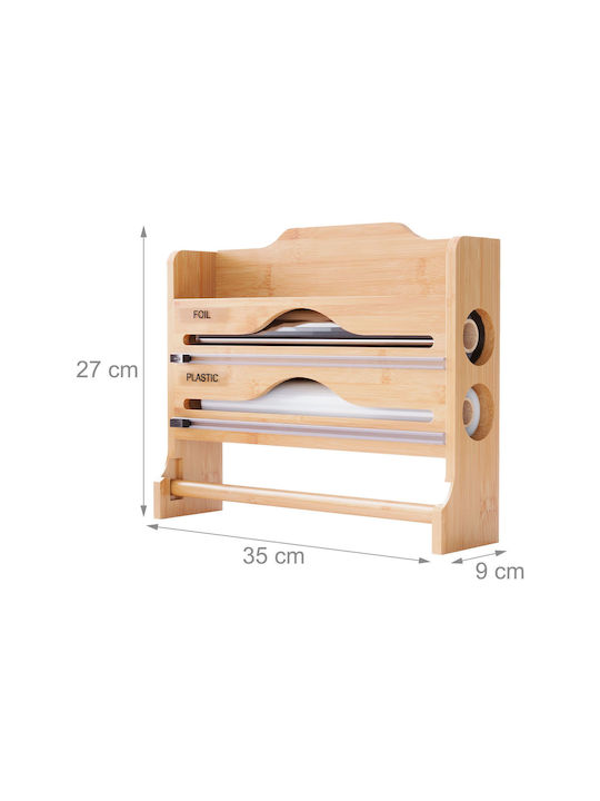 Relaxdays Suport Pentru Prosoape De Hârtie Din Lemn Bej 27x9cm 10051752