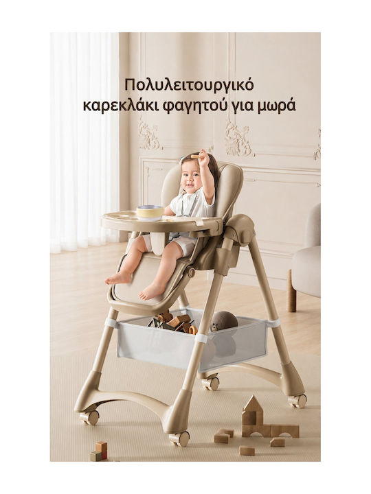 Αναδιπλούμενο Καρεκλάκι Φαγητού με Ρυθμιζόμενο Ύψος Ροζ