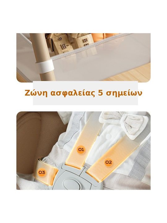 Foldable Baby Highchair with Adjustable Height White