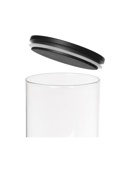 Orion Glasvase für Kaffee / Nudeln mit Deckel Schwarz 980ml
