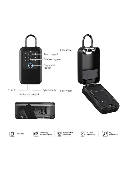 TTLOCK Suport de Chei cu Combinație cu Amprentă Digitală TTLOCK Suport de Chei cu Combinație cu Amprentă Digitală