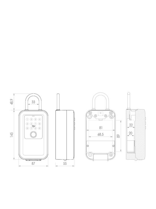 TTLOCK Ключодържател с Комбинация с Пръстов Отпечатък