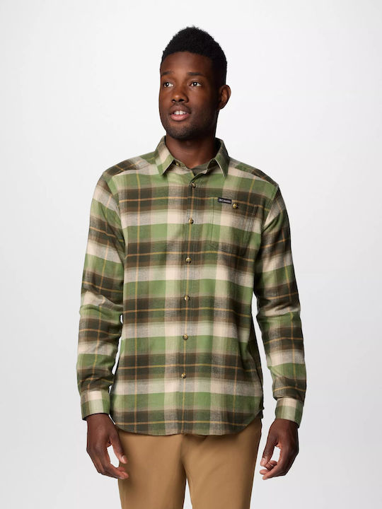 Cornell Woods Long-sleeved Flannel Shirt Checked Khaki
