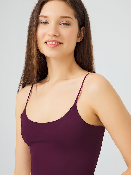 Women's Crop Top Set 2 Pieces Laser Cut Spaghetti Strap Purple