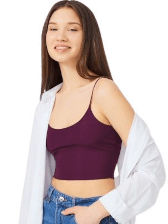 Women's Crop Top Set 2 Pieces Laser Cut Spaghetti Strap Purple