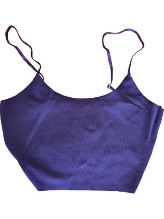 Women's Crop Top Set 2 Pieces Laser Cut Spaghetti Strap Purple