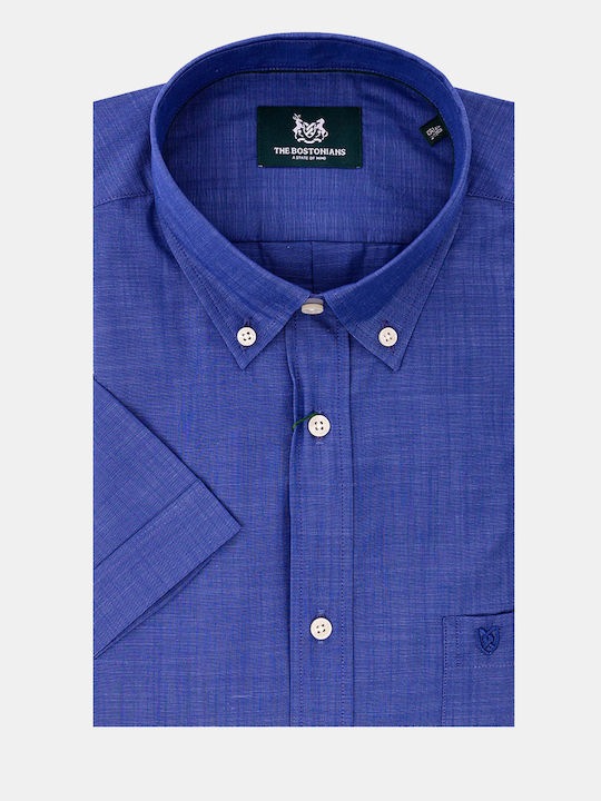 Short-sleeved Cotton Shirt Blue