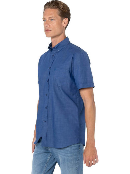 Short-sleeved Cotton Shirt Blue