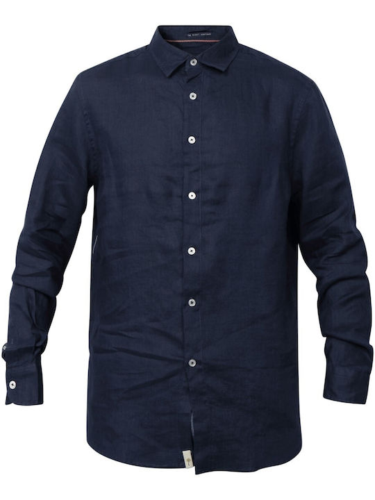 FBM007-00105 Long-sleeved Linen Shirt Navy Blue