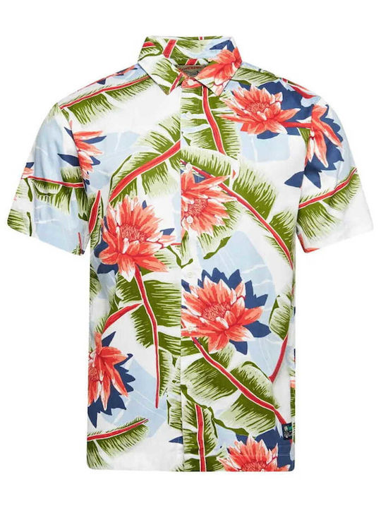 Optic Banana Κοντομάνικο Πουκάμισο σε Φαρδιά Γραμμή Floral Πολύχρωμο