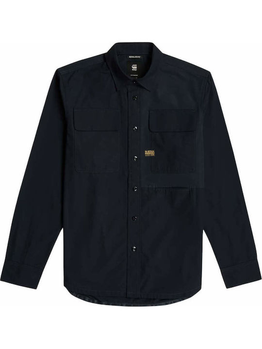 Langärmlig Baumwolle Hemd Blue