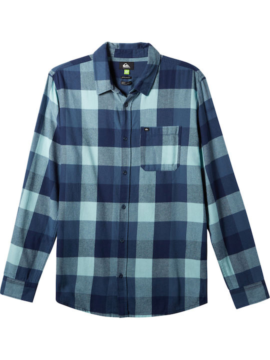 Motherfly Long-sleeved Flannel Shirt Checked Blue