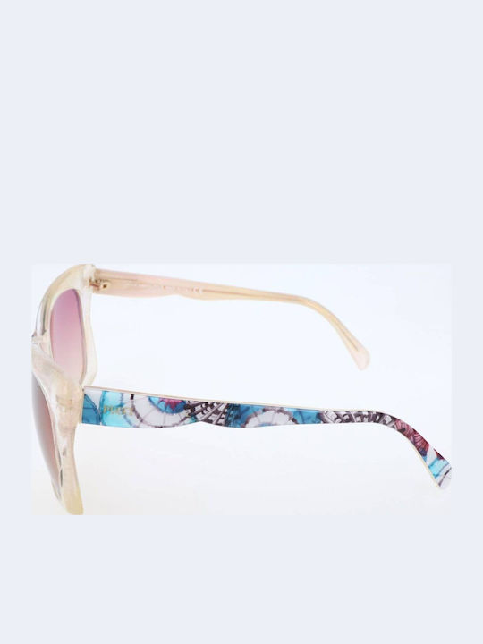 Emilio Pucci Women's Sunglasses with White Acetate Frame and Red Gradient Lenses