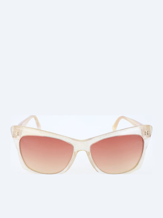 Emilio Pucci Women's Sunglasses with White Acetate Frame and Red Gradient Lenses