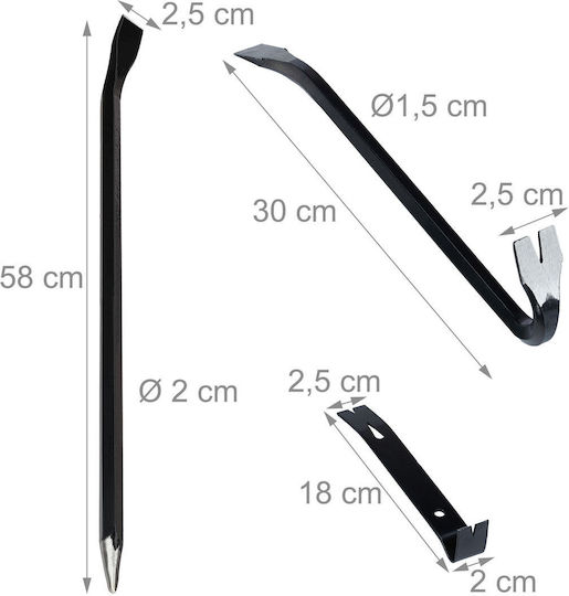 Set 3 Relaxdays Levers Black 58x2.5x2 Cm
