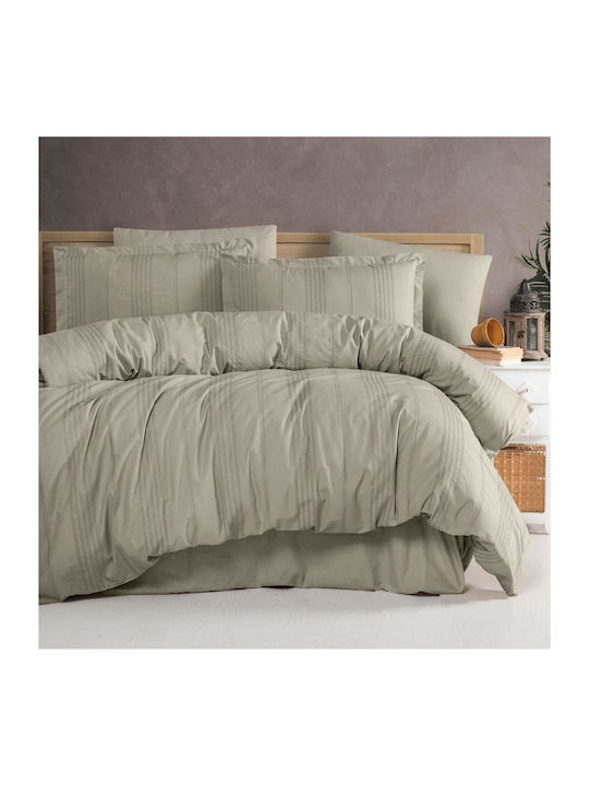 Clasy Home Подредба Пликове За Завивки 200x220см Двойна С 2 Калъфки За Възглавници И 1 Чаршаф Бежов