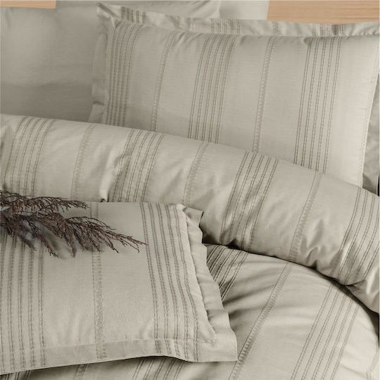Clasy Home Σετ Παπλωματοθήκη 200x220cm Διπλή με 2 Μαξιλαροθήκες & 1 Σεντόνι Beige