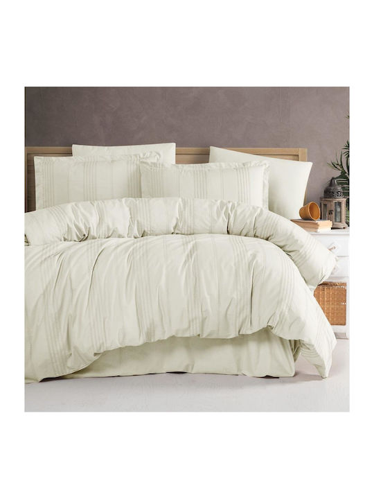 Clasy Home Подредба Пликове За Завивки 100% Памучна 200x220см Двойна С 2 Калъфки За Възглавници И 1 Чаршаф Ecru
