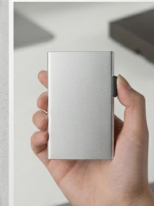 Ανδρικό Πορτοφόλι Καρτών με RFID Ασημί