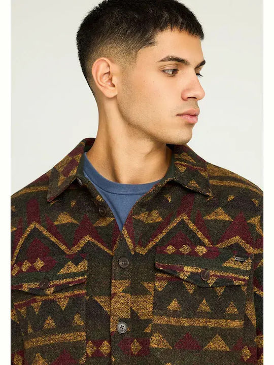 Μακρυμάνικo Overshirt Dusty Olive Multi FBM012-059-05-DUSTY-OLIVE