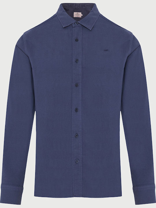 Long Sleeve Cotton Shirt in Regular Fit Blue