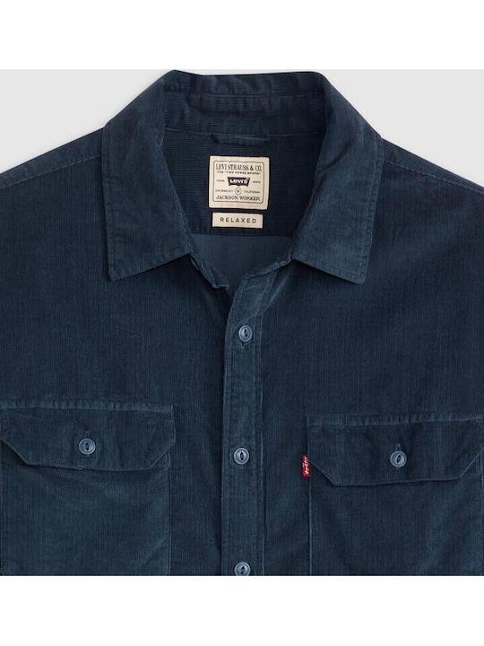 Jackson Worker Langärmeliges Zeichenfolge Overshirt Blau