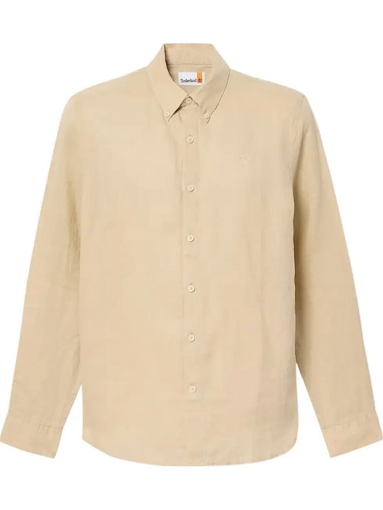 Mill Long-sleeved Linen Shirt Floral Beige