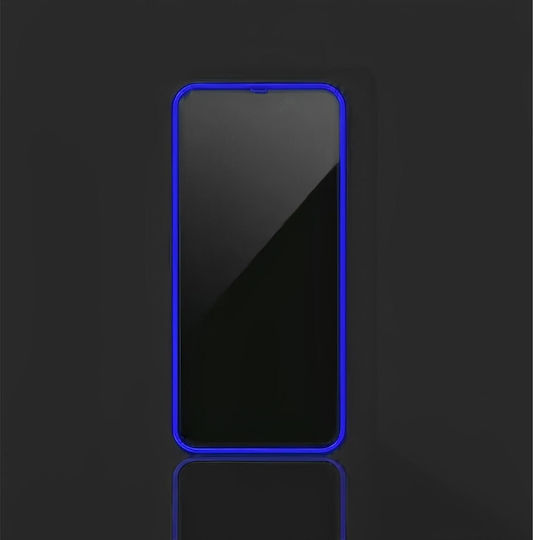 Folie Protectie Ecran Tempered Glass Apple iPhone 15 Pro Flippy Luminous Neon Fosforescent Silicon Margine Mat Anti-Amprente Protectie Completa 9h Albastru