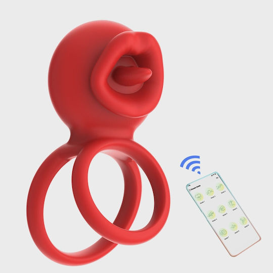 Tongue Licking Penis Ring Bluetooth Control Mobile App Silico