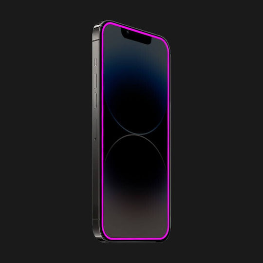 Folie Protectie Telefon Tempered Glass Apple iPhone 15 Flippy Luminous Neon Fosforescent Silicon Mat Marginile Anti-Amprente Protectie Completa 9h Mov