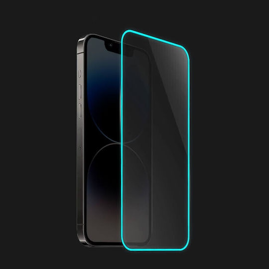 Folie Protectie Telefon Tempered Glass Apple iPhone 15 Flippy Luminous Neon Fosforescent Silicon Margine Mat Anti-Amprente Protectie Completa 9h Albastru