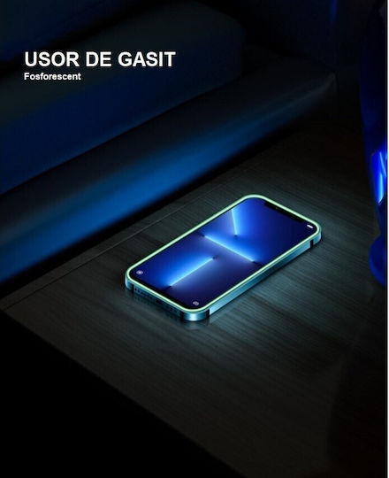 Protecție Ecran Tempered Glass Apple iPhone 15 Flippy Luminous Neon Fosforescent Silicon Margine Mat Anti-Amprentă Protecție Completă 9h Verde