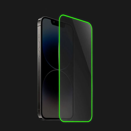 Protecție Ecran Tempered Glass Apple iPhone 15 Flippy Luminous Neon Fosforescent Silicon Margine Mat Anti-Amprentă Protecție Completă 9h Verde