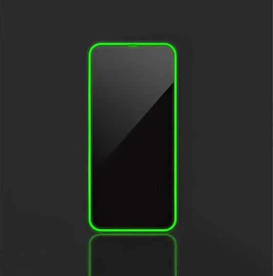 Folie Protectie Telefon Tempered Glass Apple iPhone 15 Pro Max Flippy Luminous Neon Fosforescent Silicon Margine Mat Anti-Amprente Protectie Completa 9h Verde